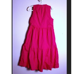 J.Crew Women’s Size 2 Hot Pink Tiered Sleeveless Dress Ruffle Neck Cotton